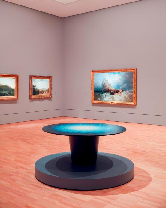 Brodie Neill<br/>
<em>Gyro, table</em> 2016<br/>
Triennial installation view, 2017<br/>
National Gallery of Victoria, Melbourne<br/>
Purchased, Victorian Foundation for Living Australian Artists and supported by Mercedes-Benz Australia/Pacific 2017<br/>
Photo: Tom Ross<br/><br/>