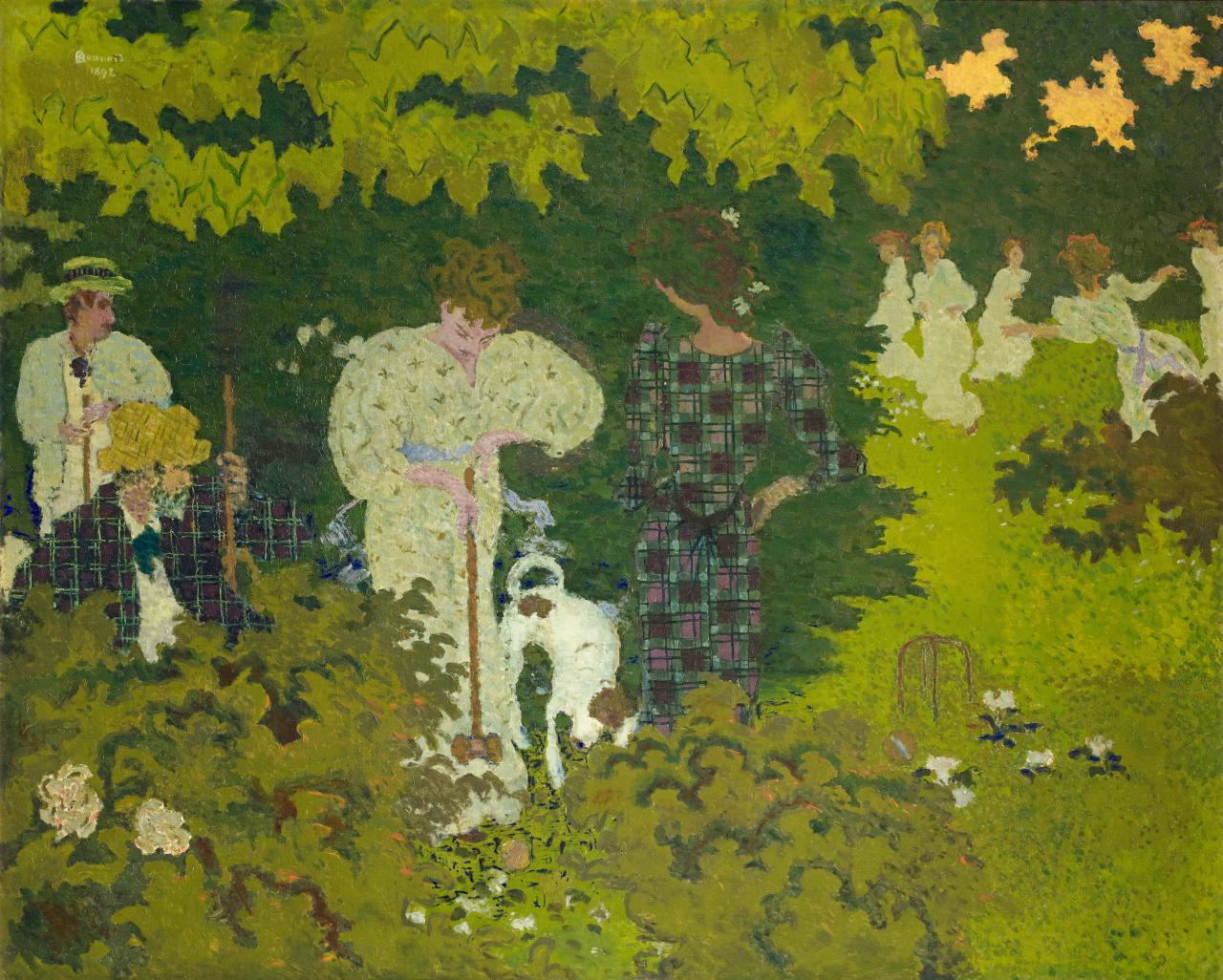 Pierre Bonnard<br/>
French 1867–1947<br/>
<em>Twilight, or The croquet game</em> (<em>Crépuscule, ou La Partie de croquet</em>) 1892<br/>
oil on canvas<br/>
130.0 × 162.2 cm<br/>
Musée d’Orsay, Paris<br/>
Gift of Daniel Wildenstein through the Society of Friends of the Musée d'Orsay, 1985 (RF 1985 8)<br/>
Photo © RMN-Grand Palais (musée d'Orsay) / Hervé Lewandowski