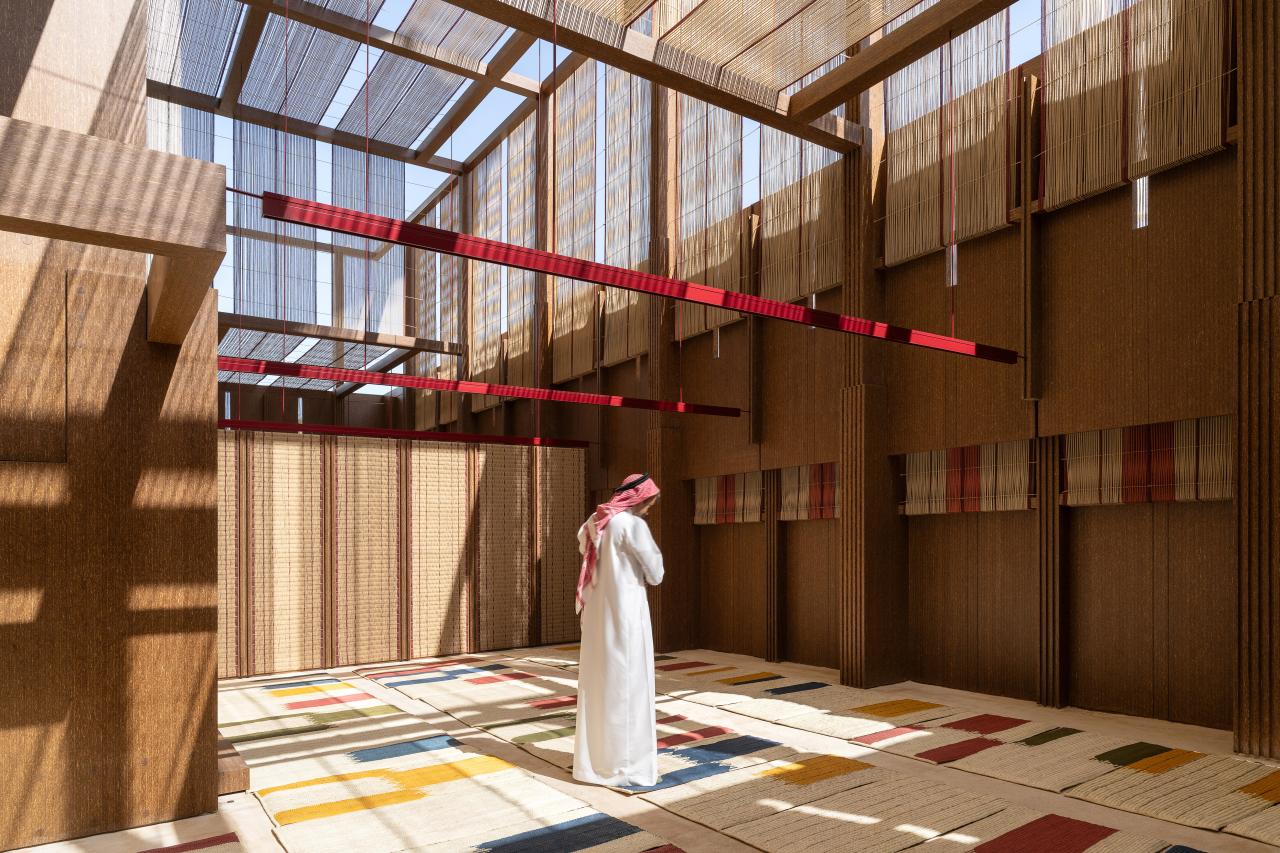 East Architecture, AKT II, and Rayyane Tabet <em>On Weaving</em> winning design for the AlMusalla Prize 2025, Islamic Art Biennial, Jeddah, 2025. Photo: Marco Cappelletti<br/>