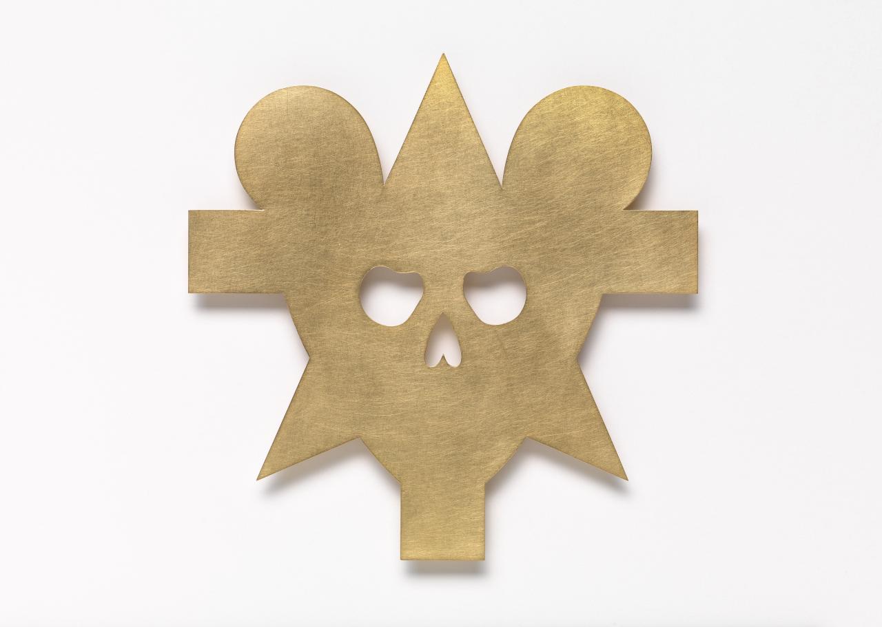 Otto KÜNZLI<br/>
<em>'Oh, say!', brooch</em> (1991) <!-- (front) --><br />

gold, stainless steel<br />
8.8 x 8.8 x 0.5 cm<br />
National Gallery of Victoria, Melbourne<br />
Purchased, 1997<br />
1997.426<br />
© Otto Künzli
<!--60813-->