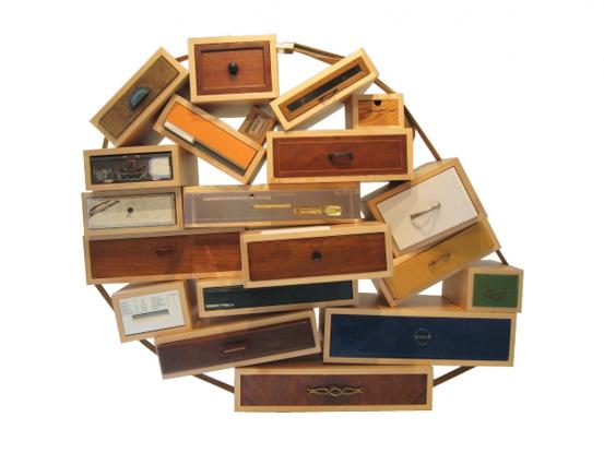 Tejo REMY (designer)<br />
 DROOG DESIGN, Amsterdam (design studio)<br/>
<em>You can't lay down your memory, chest of drawers</em> (1991) <!-- () --><br />

maple, wood, stained and veneered wood, laminate, opaque synthetic polymer resin, cardboard, powder-coated steel, cane, glass, brass, plastic, jute and metal<br />
(a-oo) 140.5 x 135.9 x 69.7 cm (overall)<br />
ed. 105/200<br />
National Gallery of Victoria, Melbourne<br />
Purchased NGV Foundation, 2017<br />
2016.54<br />
&copy; Courtesy of Droog Design, Amsterdam
<!--118242-->