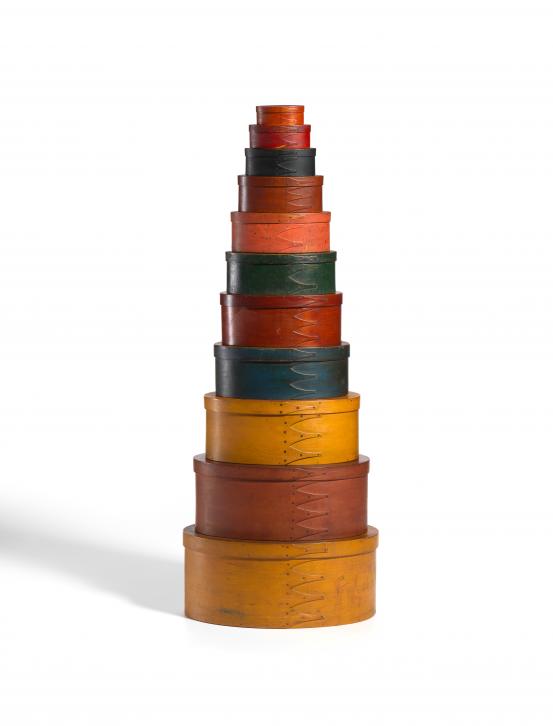 UNITED STATES<br/>
<em>Covered box</em> (1850-1900) <!-- (view 1) --><br />

Maple (Acer sp.), Pine (Pinus sp.), copper<br />
(a-b) 3.5 x 9.3 x 6.4 cm (overall)<br />
National Gallery of Victoria, Melbourne<br />
Purchased NGV Foundation, 2020<br />
2020.20.a-b<br />

<!--143226-->