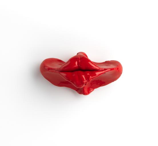 Manon van KOUSWIJK<br/>
<em>Bisou, brooch</em> (2010) <!-- (full view) --><br />

pigmented porcelain, silver, steel<br />
4.4 x 2.2 x 2.4 cm<br />
National Gallery of Victoria, Melbourne<br />
Gift of Suzy Cato-Gashler, 2025<br />
2025.652<br />
&copy; Manon van Kouswijk
<!--157371-->