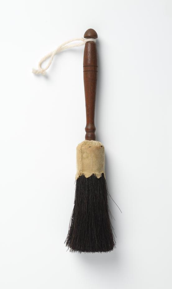 UNITED STATES, New England (manufacturer)<br/>
<em>Brush</em> (late 19th century) <!-- (view 1) --><br />

wood, horse hair, textile<br />
22.8 x 4.0 x 4.0 cm<br />
National Gallery of Victoria, Melbourne<br />
Marjorie Josephs-Wilks Bequest, 2025<br />
<br />

<!--157938-->