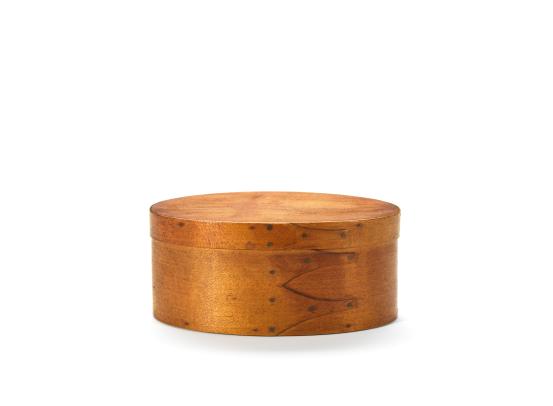 UNITED STATES, New York, Mount Lebanon (manufacturer)<br/>
<em>Covered box</em> (c. 1895) <!-- (full view) --><br />

Maple (Acer sp.), Pine (Pinus sp.), copper<br />
(a-b) 6.7 x 15.2 x 10.0 cm (overall)<br />
National Gallery of Victoria, Melbourne<br />
Marjorie Josephs-Wilks Bequest, 2025<br />
<br />

<!--158516-->