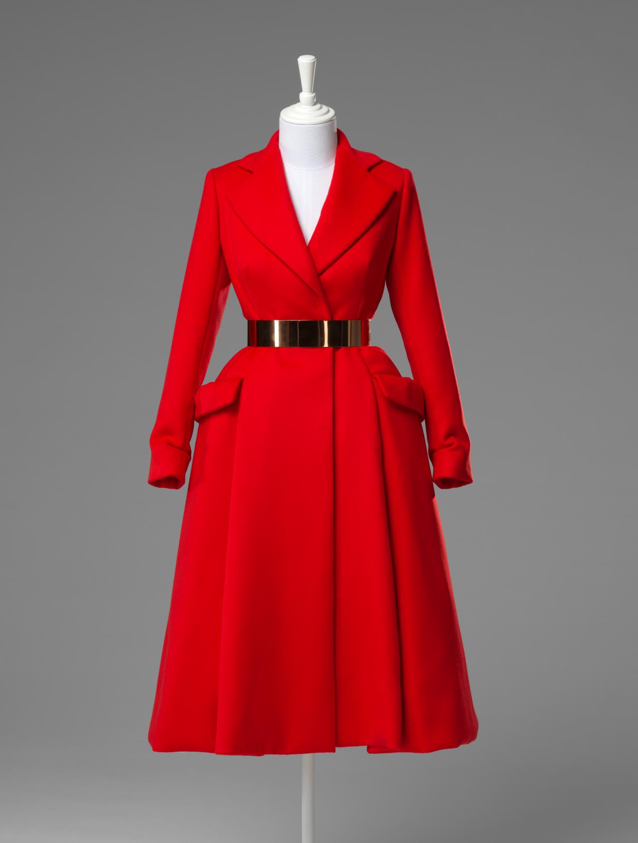 CHRISTIAN DIOR, Paris (couture house)<br />
 Raf SIMONS (designer)<br/>
<em>Look 10, Bar coat</em> 2012 {designed}; 2017 {made, autumn-winter 2012–13} <!-- (front view ) --><br />

wool (cashmere), silk, metal<br />
(a) 122.0 cm (centre back) (coat)<br />
National Gallery of Victoria, Melbourne<br />
David Richards Bequest, 2018<br />
2017.456.a-b<br />
© Christian Dior Couture
<!--127526-->