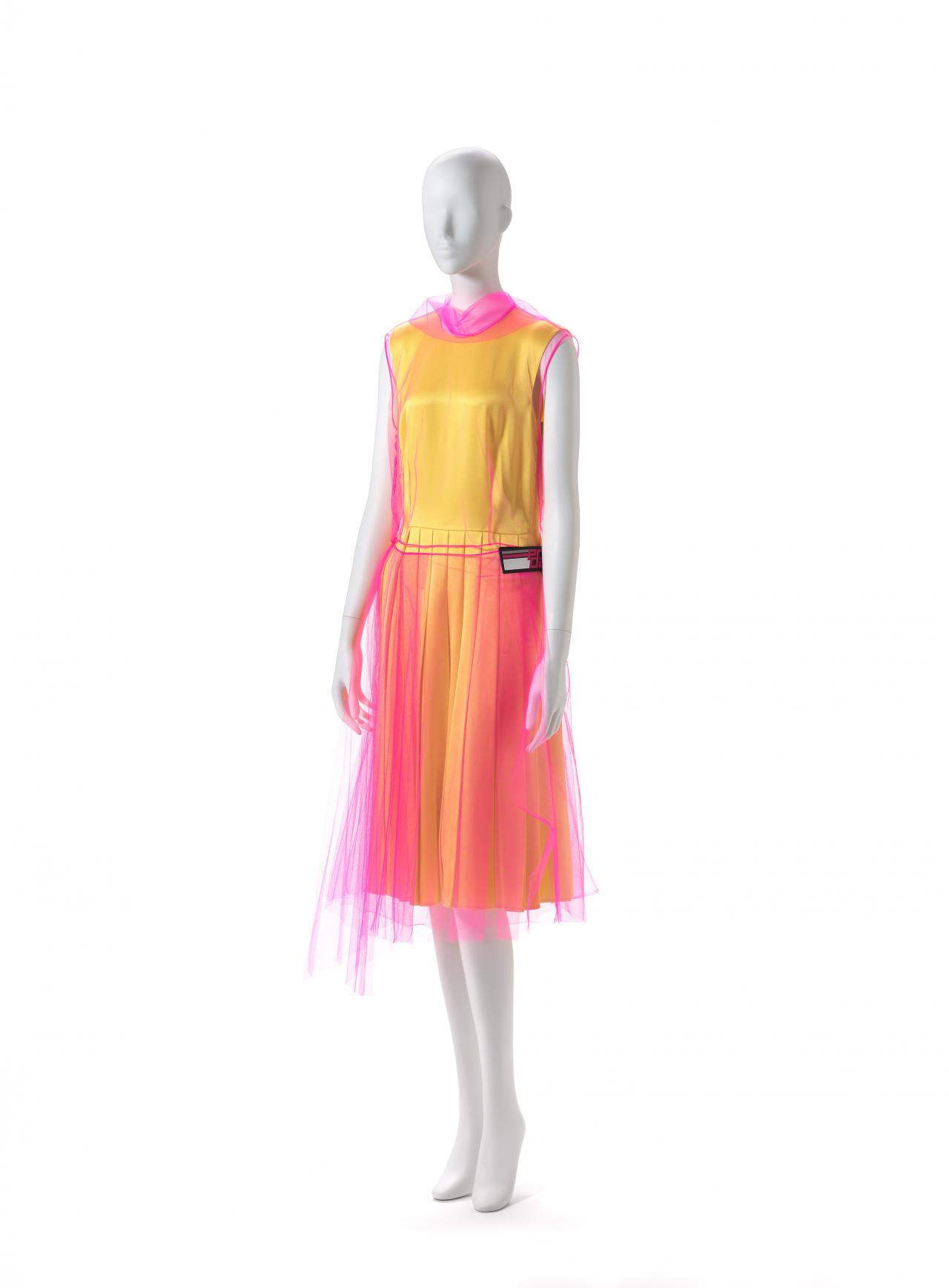 Prada tulle and silk hotsell satin dress