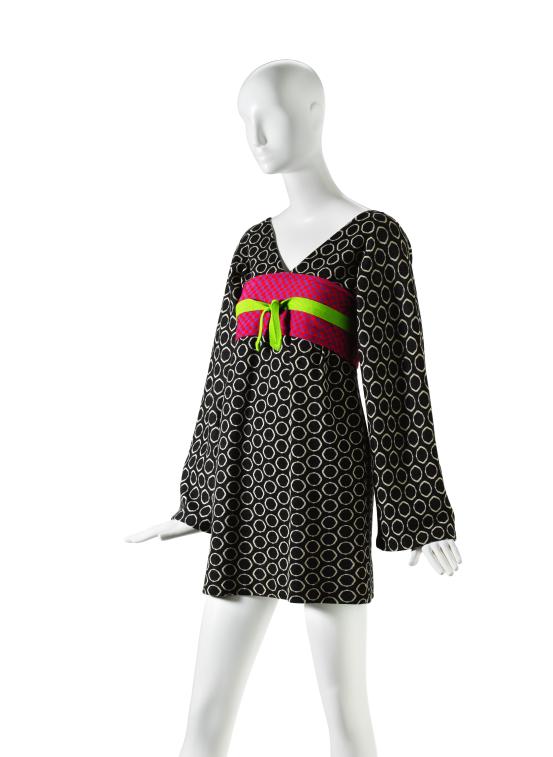 HARMON KNITWEAR, Brooklyn (manufacturer)<br />
 Rudi GERNREICH (designer)<br/>
<em>Kabuki dress</em> 1963 {autumn} <!-- (front 3/4) --><br />

wool<br />
58.5 cm (centre back) 71.0 cm (sleeve length)<br />
National Gallery of Victoria, Melbourne<br />
Purchased with funds donated by Bulgari Australia Pty Ltd, 2017<br />
2016.180<br />

<!--120822--><br/><a class="col-link block" href="/explore/collection/work/120822"><strong>Collection page <i class="fa fa-angle-right"></i></strong></a>