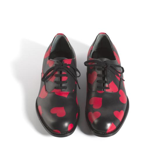 COMME DES GAR&Ccedil;ONS, Tokyo (fashion house)<br />
 Rei KAWAKUBO (designer)<br/>
<em>Shoes</em> 2008 {Bad Taste collection, autumn-winter 2008&ndash;09} <!-- (view 1) --><br />

leather, rubber, metal, cotton, plastic<br />
(a-b) 8.0 x 9.5 x 27.0 cm (each)<br />
National Gallery of Victoria, Melbourne<br />
Gift of Takamasa Takahashi and David Tune, 2025<br />
2025.419.a-b<br />

<!--155416-->