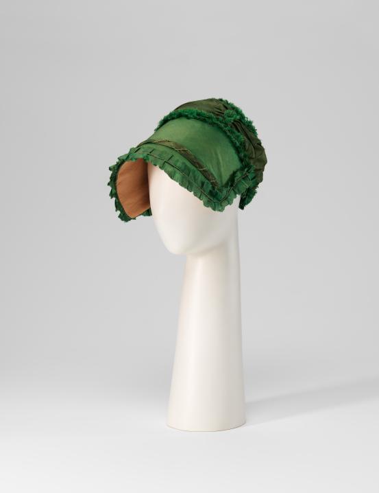 FRANCE<br/>
<em>Bonnet</em> (1806-1809) <!-- (full view) --><br />

silk<br />
18.0 x 20.0 x 32.0 cm<br />
National Gallery of Victoria, Melbourne<br />
Gift of Krystyna Campbell-Pretty AM and Family through the Australian Government&rsquo;s Cultural Gift Program, 2025<br />
2025.739<br />

<!--156860-->