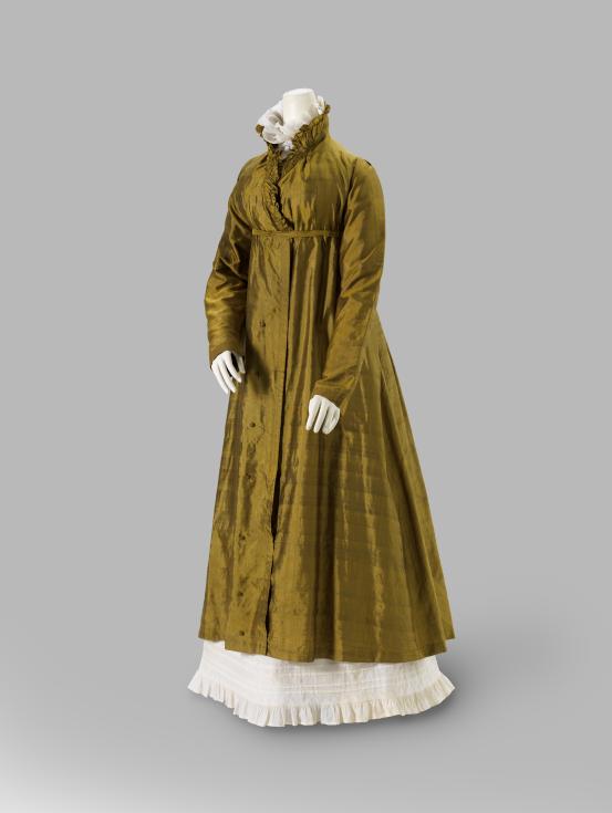 FRANCE<br/>
<em>Pelisse and petticoat</em> (1810-1825) <!-- (full view) --><br />

silk (taffeta, velvet) cotton<br />
(a) 130.0 cm (centre back) 62.0 cm (sleeve length) (pelisse) (b) 107.0 cm (centre back) 35.0 cm (waist, flat) (petticoat) (c) 4.0 x 174.0 cm (tie)<br />
National Gallery of Victoria, Melbourne<br />
Gift of Krystyna Campbell-Pretty AM and Family through the Australian Government&rsquo;s Cultural Gift Program, 2025<br />
2025.742.a-c<br />

<!--156863-->