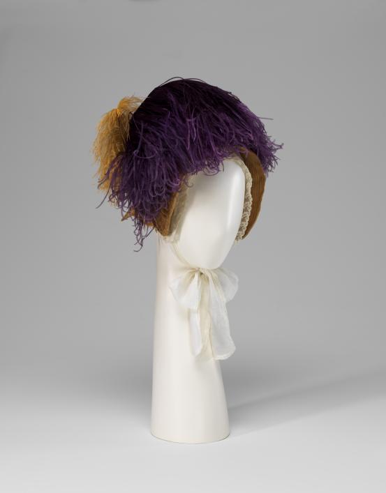 FRANCE<br/>
<em>Bonnet and lawn cap</em> (1810-1815) <!-- (full view) --><br />

straw, silk (gauze,) cotton, feathers (ostrich)<br />
(a) 26.0 x 18.0 x 19.5 cm (bonnet) (b) 24.0 x 23.0 cm (lawn cap)<br />
National Gallery of Victoria, Melbourne<br />
Gift of Krystyna Campbell-Pretty AM and Family through the Australian Government&rsquo;s Cultural Gift Program, 2025<br />
2025.743.a-b<br />

<!--157622-->