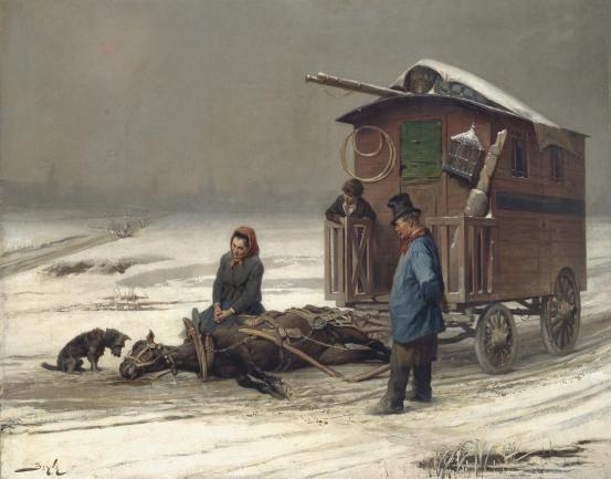 Pierre-Marie BEYLE<br/>
<em>The last resting place of Coco</em> (1878) <!-- (recto) --><br />
<em>(La Derniere &Eacute;tape de Coco)</em><br />
oil on canvas<br />
93.0 x 117.5 cm<br />
National Gallery of Victoria, Melbourne<br />
Purchased, 1881<br />
p.308.1-1<br />

<!--3786-->