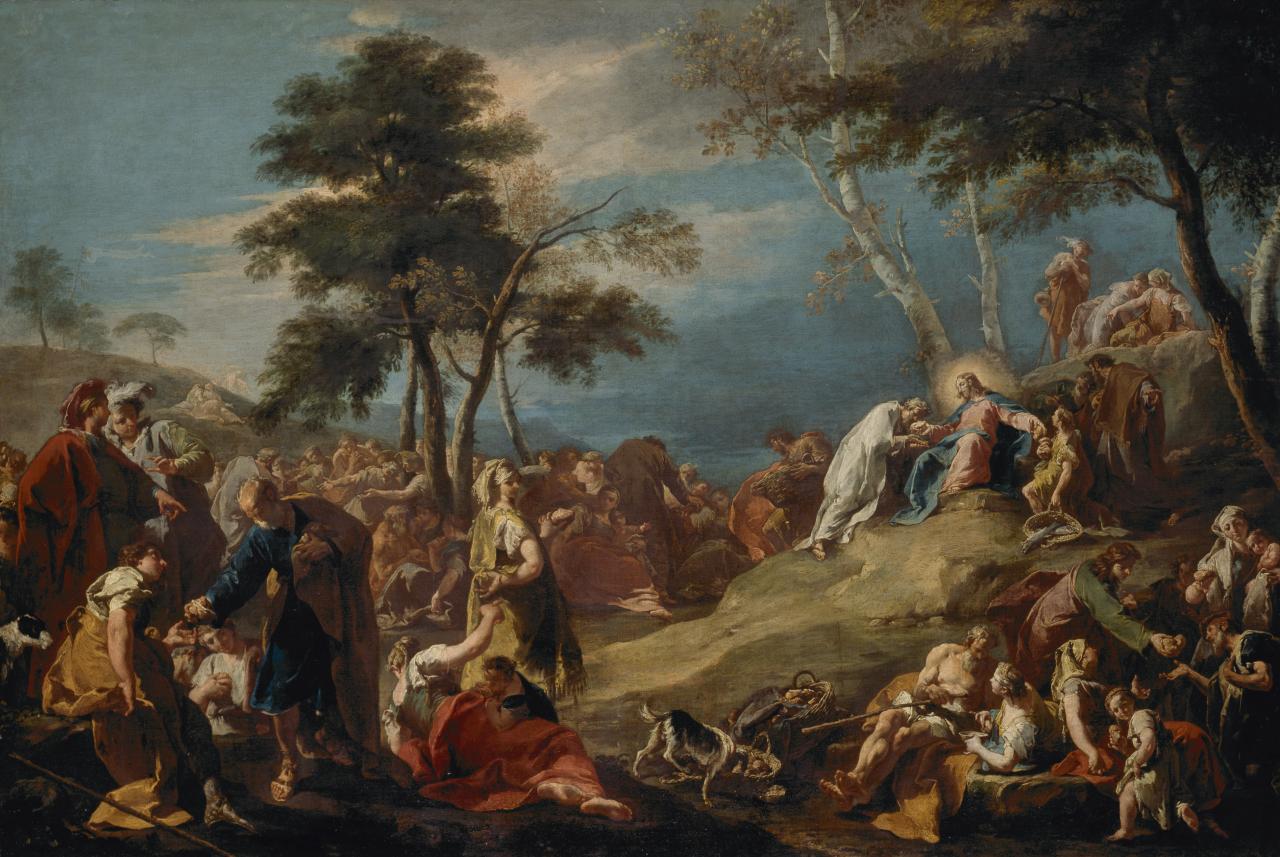 Giambattista PITTONI<br/>
<em>The miracle of the loaves and fishes</em> (c. 1725) <!-- (recto) --><br />

oil on canvas<br />
120.1 x 178.5 cm<br />
National Gallery of Victoria, Melbourne<br />
Felton Bequest, 1951<br />
2360-4<br />

<!--4262-->