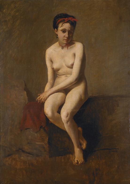 FRANCE<br />
 Camille COROT (manner of)<br/>
<em>The model, nude study</em> (late 19th century) <!-- (recto) --><br />

oil on canvas<br />
59.8 x 43.0 cm<br />
National Gallery of Victoria, Melbourne<br />
Felton Bequest, 1920<br />
1057-3<br />

<!--3875-->