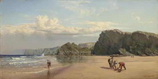 John MOGFORD<br/>
<em>Watergate Bay, near Newquay, Cornwall</em> 1864 <!-- (recto) --><br />

oil on canvas<br />
38.5 x 76.1 cm<br />
National Gallery of Victoria, Melbourne<br />
Purchased by the Commissioners of Fine Arts for Victoria, 1864<br />
p.301.2-1<br />

<!--4188-->