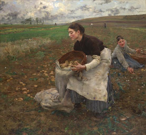 Jules BASTIEN-LEPAGE<br/>
<em>October</em> 1878 <!-- (recto) --><br />
<em>(Saison d'octobre)</em><br />
oil on canvas<br />
180.7 x 196.0 cm<br />
National Gallery of Victoria, Melbourne<br />
Felton Bequest, 1928<br />
3678-3<br />

<!--3768--><br/><a class="col-link block" href="/explore/collection/work/3768"><strong>Collection page <i class="fa fa-angle-right"></i></strong></a>