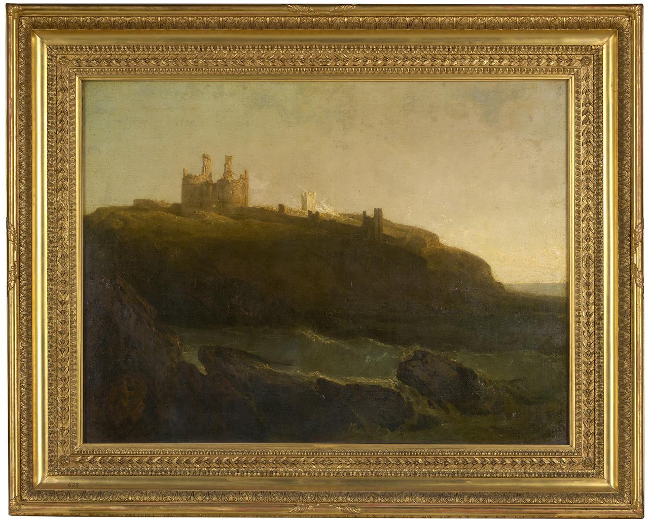 J. M. W. TURNER<br/>
<em>Dunstanburgh Castle, north-east coast of Northumberland, sunrise after a squally night</em> (1798) <!-- (frame recto) --><br />

oil on canvas<br />
92.2 x 123.2 cm<br />
National Gallery of Victoria, Melbourne<br />
Gift of the Duke of Westminster, 1888<br />
p.313.3-1<br />

<!--4423-->
