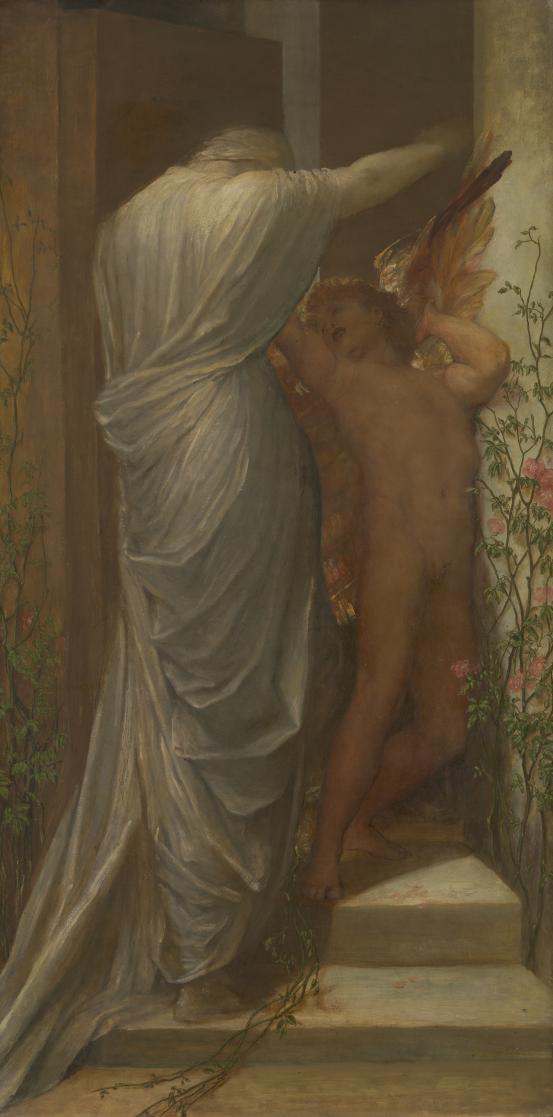 G. F. WATTS<br/>
<em>Love and Death</em> (c. 1887) <!-- (recto) --><br />


oil on canvas<br />
114.3 x 57.3 cm<br />


National Gallery of Victoria, Melbourne<br />
Purchased, 1888<br />
p.312.5-1<br />



<!--4459--><br/><a class="col-link block" href="/explore/collection/work/4459"><strong>Collection page <i class="fa fa-angle-right"></i></strong></a>