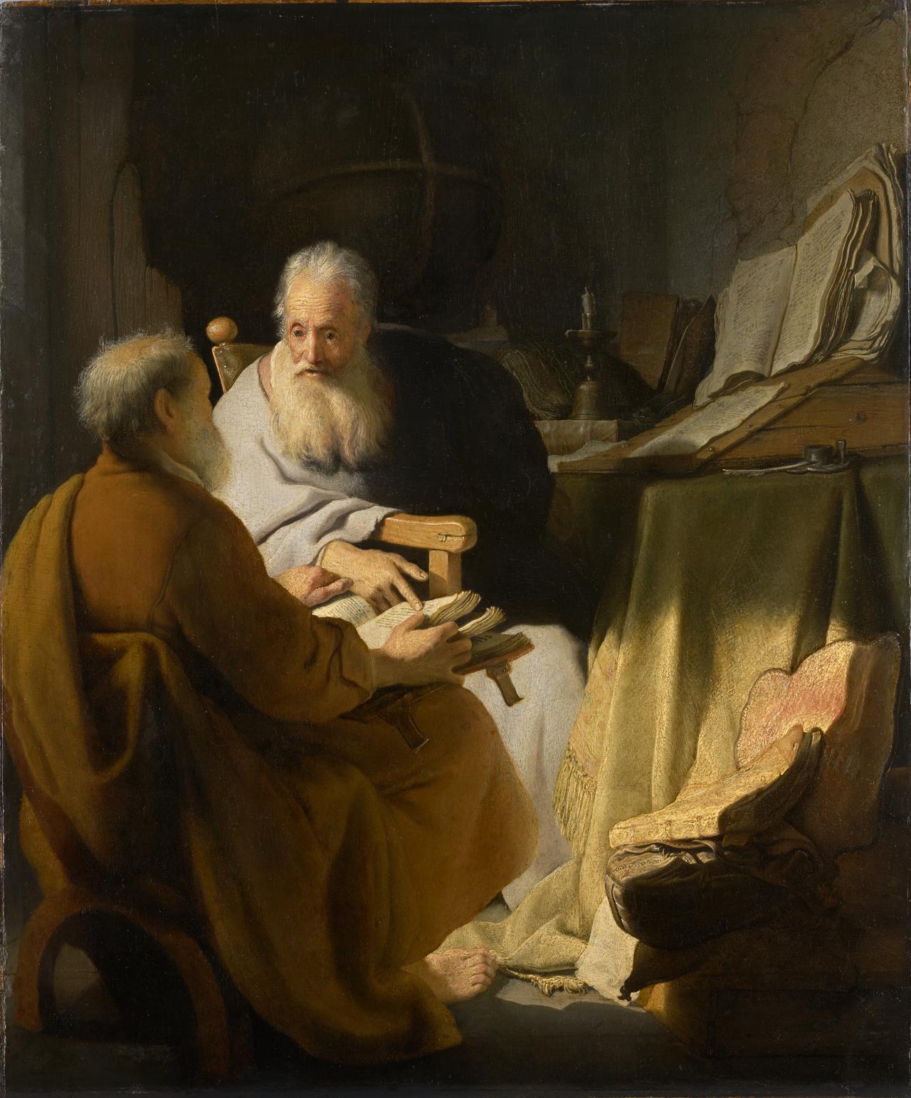 REMBRANDT Harmensz. van Rijn<br/>
<em>Two old men disputing</em> (1628) <!-- (recto) --><br />

oil on wood panel<br />
72.4 x 59.7 cm<br />
National Gallery of Victoria, Melbourne<br />
Felton Bequest, 1936<br />
349-4<br />

<!--4291-->