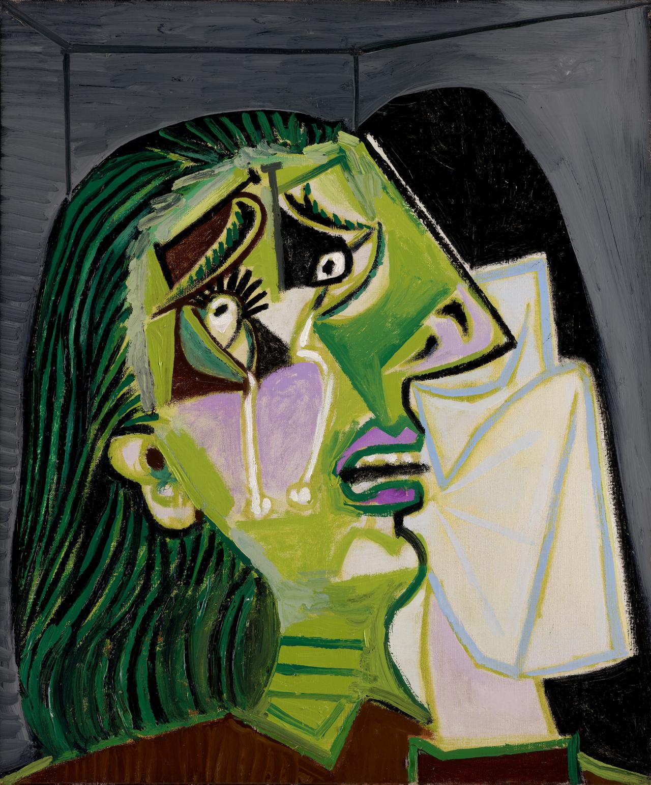 Pablo PICASSO<br/>
<em>Weeping woman</em> (1937) <!-- (recto) --><br />

oil on canvas<br />
55.2 x 46.2 cm<br />
National Gallery of Victoria, Melbourne<br />
Purchased by donors of The Art Foundation of Victoria, with the assistance of the Jack and Genia Liberman family, Founder Benefactor, 1986<br />
IC1-1986<br />
© Sucession Picasso/Copyright Agency
<!--4256-->