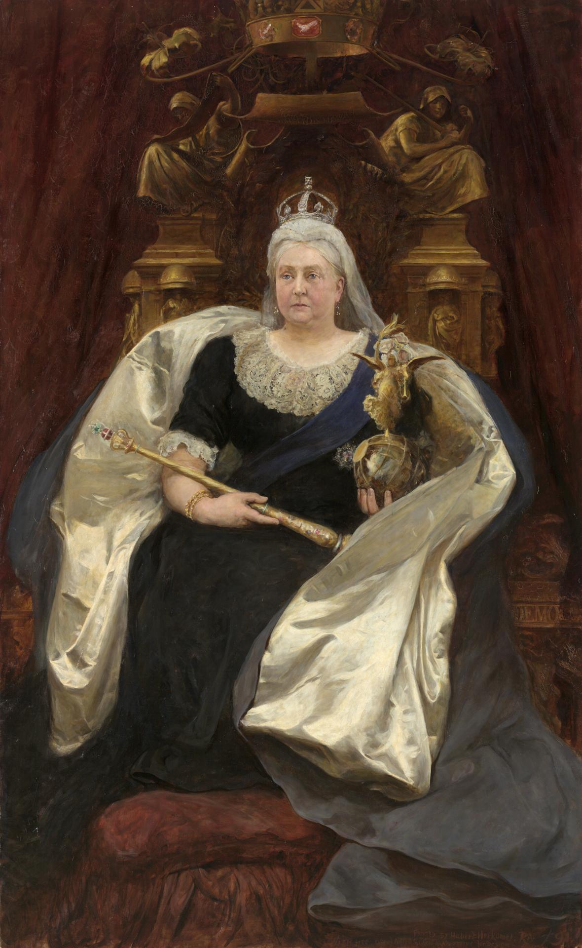 Hubert HERKOMER<br/>
<em>Queen Victoria</em> 1891 <!-- (recto) --><br />

oil on canvas<br />
239.0 x 148.6 cm<br />
National Gallery of Victoria, Melbourne<br />
Purchased, 1892<br />
p.397.2-1<br />

<!--4033-->