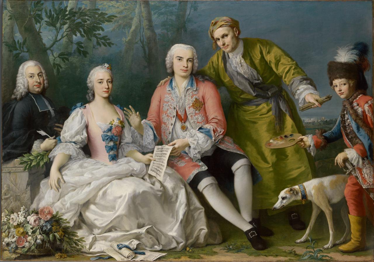 Jacopo AMIGONI<br/>
<em>Portrait group: The singer Farinelli and friends</em> (c. 1750-1752) <!-- (recto) --><br />

oil on canvas<br />
172.8 x 245.1 cm<br />
National Gallery of Victoria, Melbourne<br />
Felton Bequest, 1950<br />
2226-4<br />

<!--3701-->