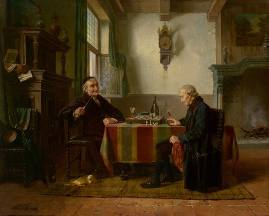 Charles Meer WEBB<br/>
<em>Checkmate</em> 1866 <!-- (recto) --><br />

oil on canvas<br />
55.1 x 68.5 cm<br />
National Gallery of Victoria, Melbourne<br />
Purchased, 1870<br />
p.302.9-1<br />

<!--4463-->