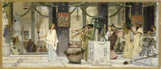 Lawrence ALMA-TADEMA<br/>
<em>The vintage festival</em> 1871 <!-- (recto) --><br />

oil on wood panel<br />
51.0 x 119.0 cm<br />
National Gallery of Victoria, Melbourne<br />
Purchased, 1888<br />
p.312.7-1<br />

<!--3699--><br/><a class="col-link block" href="/explore/collection/work/3699"><strong>Collection page <i class="fa fa-angle-right"></i></strong></a>