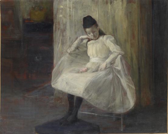 Jacques-Emile BLANCHE<br/>
<em>The pink rose</em> (1890) <!-- (recto) --><br />

oil on canvas<br />
65.4 x 81.6 cm<br />
National Gallery of Victoria, Melbourne<br />
Gift of Alice Vaughan, 2008<br />
2008.244<br />

<!--84601-->