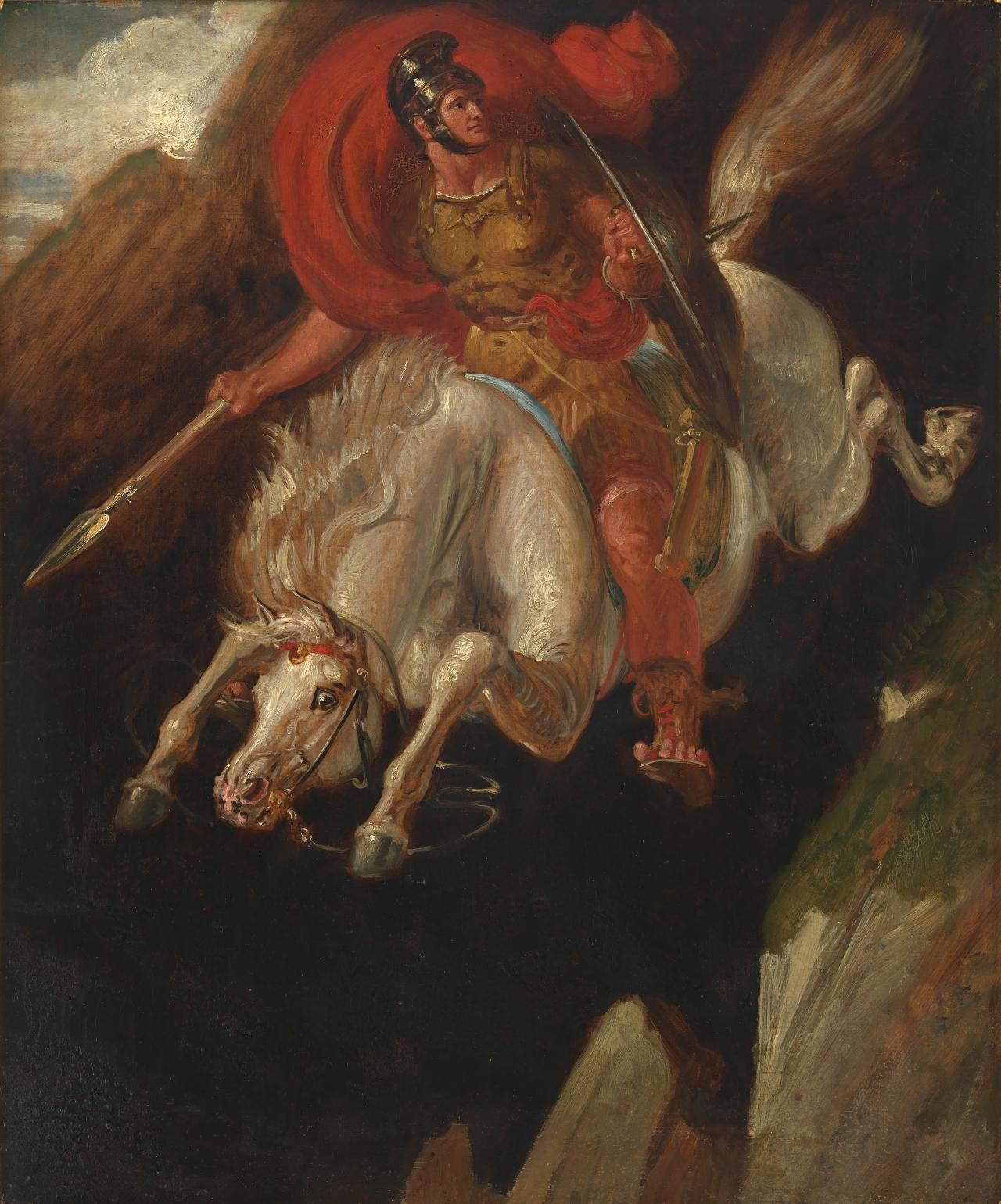 Benjamin Robert HAYDON<br/>
<em>Marcus Curtius</em> (c. 1842-1843) <!-- (recto) --><br />

oil on canvas on composition board<br />
76.5 x 63.5 cm<br />
National Gallery of Victoria, Melbourne<br />
Purchased, 1897<br />
40-2<br />

<!--4018-->