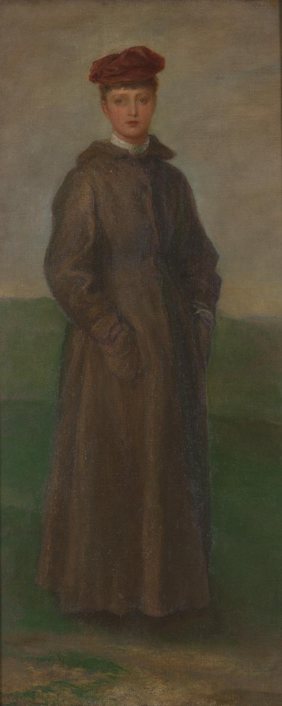 G. F. WATTS<br/>
<em>The Ulster coat</em> (c. 1874) <!-- (recto) --><br />

oil on canvas<br />
71.2 x 30.5 cm<br />
National Gallery of Victoria, Melbourne<br />
Gift of Frederick Davidson AM and Mary Davidson through the Australian Government&rsquo;s Cultural Gifts Program, 2015<br />
2015.756<br />

<!--118012-->