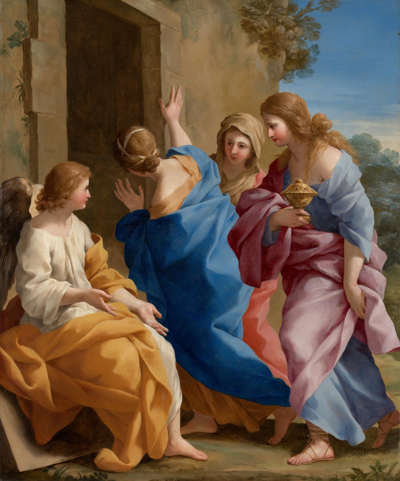 Giovanni Francesco ROMANELLI<br/>
<em>The three Marys at the sepulchre</em> (1641) <!-- (recto) --><br />

oil on copper<br />
46.7 x 38.7 cm<br />
National Gallery of Victoria, Melbourne<br />
Collection of James O Fairfax AC. Presented by Bridgestar Pty Ltd through the Australian Government’s Cultural Gifts Program, 2020<br />
2020.518<br />

<!--126126-->