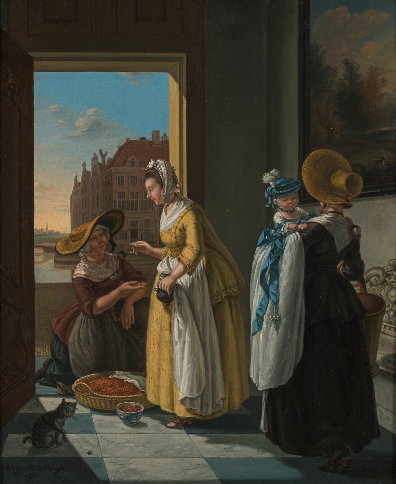 Maria Margaretha LA FARGUE<br/>
<em>The shrimp seller</em> 1776 <!-- (recto) --><br />

oil on wood panel<br />
29.9 x 24.6 cm<br />
National Gallery of Victoria, Melbourne<br />
Purchased with funds donated by The Andrew & Geraldine Buxton Foundation, 2017<br />
2017.454<br />

<!--127529-->