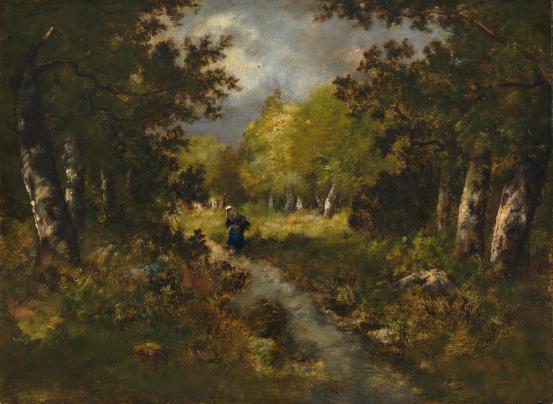 Narcisse DIAZ<br/>
<em>A forest clearing</em> (c. 1870) <!-- (recto) --><br />
<em>(Une Clairi&egrave;re dans la for&ecirc;t)</em><br />
oil on wood panel<br />
30.0 x 40.8 cm<br />
National Gallery of Victoria, Melbourne<br />
Felton Bequest, 1955<br />
3258-4<br />

<!--4245-->