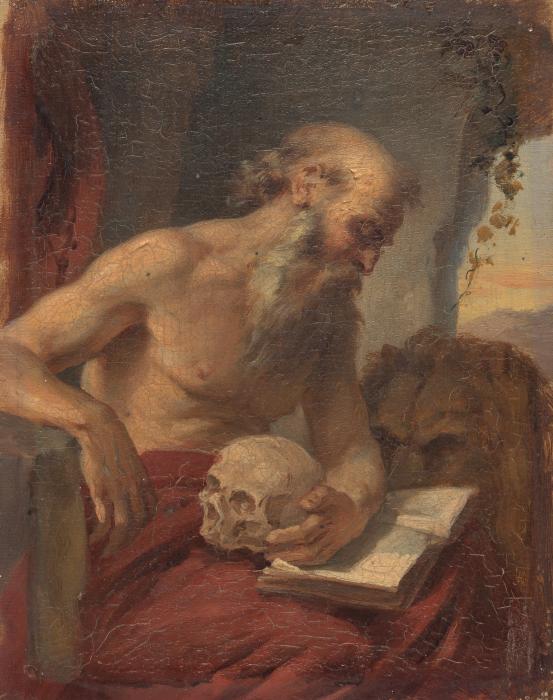ITALY<br/>
<em>(Saint Jerome)</em> (c. 1832-1838) <!-- (recto) --><br />

oil on oak panel<br />
17.7 x 13.8 cm<br />
National Gallery of Victoria, Melbourne<br />
Bequest of Mary Macrae Stewart, 2009<br />
2009.63<br />

<!--85910-->