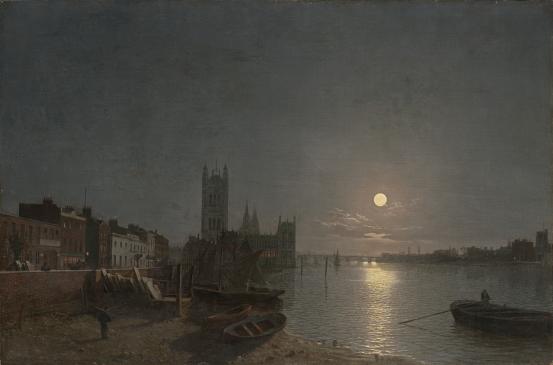 Henry PETHER<br/>
<em>Moonlight, Westminster</em> 1858 <!-- (recto) --><br />

oil on canvas on composition board<br />
60.5 x 91.5 cm<br />
National Gallery of Victoria, Melbourne<br />
Presented through The Art Foundation of Victoria by Sir Thomas and Lady Travers, Governors, 1985<br />
E1-1985<br />

<!--4249-->