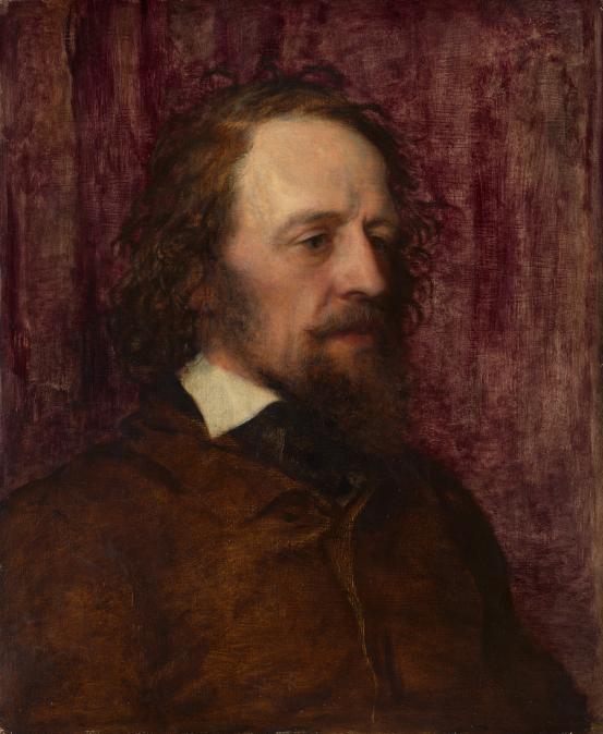 G. F. WATTS<br/>
<em>Alfred Tennyson</em> (1858) <!-- (recto) --><br />

oil on wood panel<br />
61.0 x 50.4 cm<br />
National Gallery of Victoria, Melbourne<br />
Purchased, 1888<br />
p.312.9-1<br />

<!--4462-->