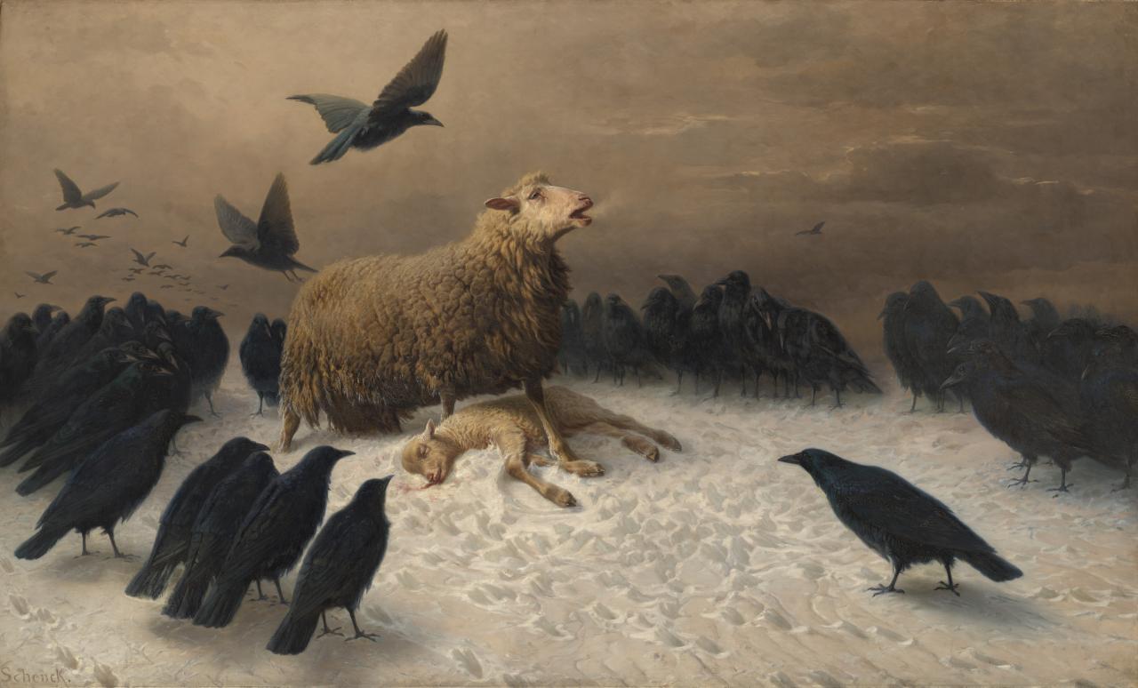 August Friedrich Albrecht SCHENCK<br/>
<em>Anguish</em> (1878) <!-- (recto) --><br />
<em>(Angoisse)</em><br />
oil on canvas<br />
151.0 x 251.2 cm<br />
National Gallery of Victoria, Melbourne<br />
Purchased, 1880<br />
p.307.6-1<br />

<!--4344-->