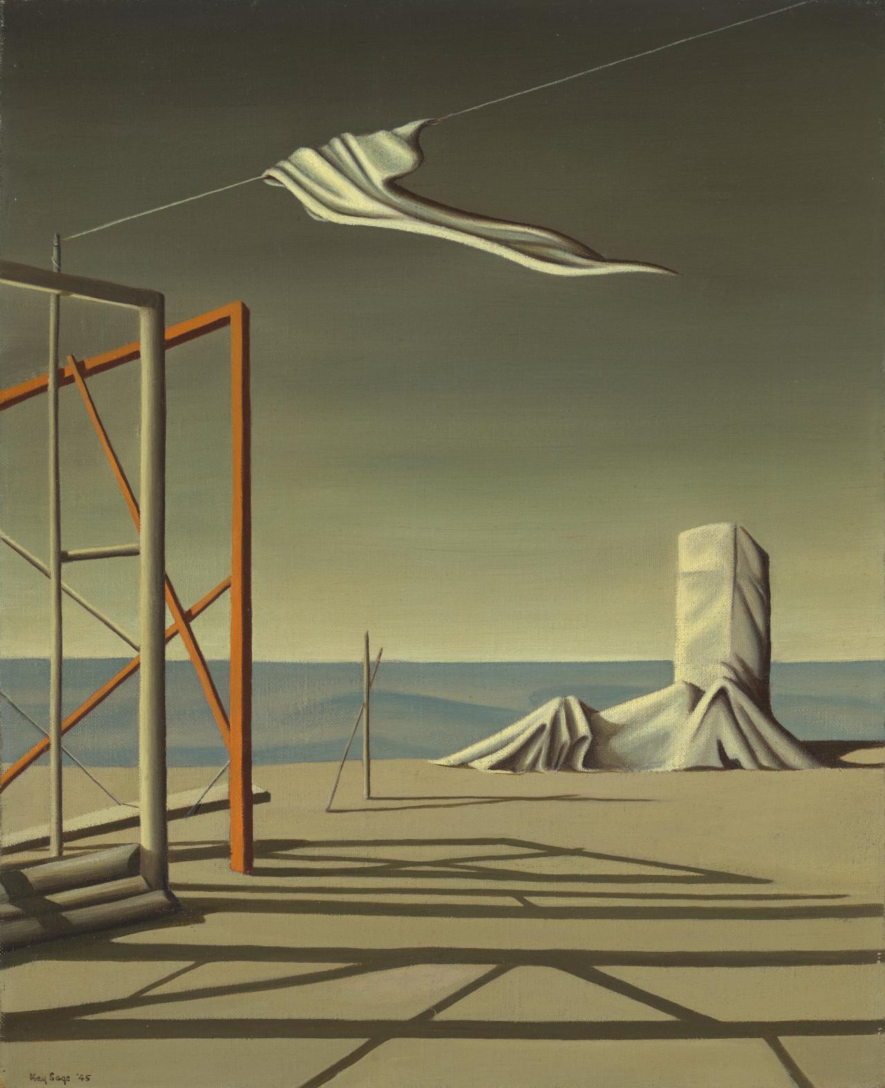 Kay SAGE<br/>
<em>Other answers</em> 1945 <!-- (recto) --><br />

oil on canvas<br />
40.7 x 33.1 cm<br />
National Gallery of Victoria, Melbourne<br />
John William Fawcett Bequest, 2025<br />
2025.2<br />

<!--156587-->