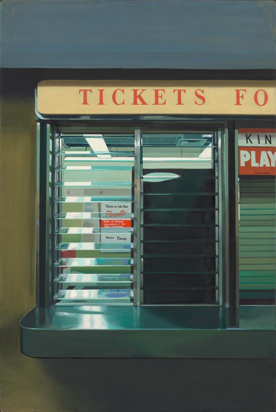 Richard ESTES<br/>
<em>Ticket window</em> 1969 <!-- (recto) --><br />

oil on canvas<br />
77.2 x 52.0 cm<br />
National Gallery of Victoria, Melbourne<br />
John William Fawcett Bequest, 2025<br />
2025.646<br />
&copy; Richard Estes
<!--156962-->