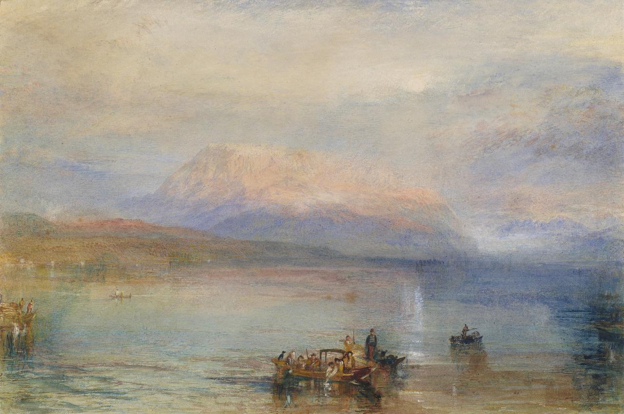 J. M. W. TURNER<br/>
<em>The Red Rigi</em> 1842 <!-- (recto) --><br />

watercolour, wash and gouache with some scratching out<br />
30.5 x 45.8 cm (sheet)<br />
National Gallery of Victoria, Melbourne<br />
Felton Bequest, 1947<br />
1704-4<br />

<!--27796-->