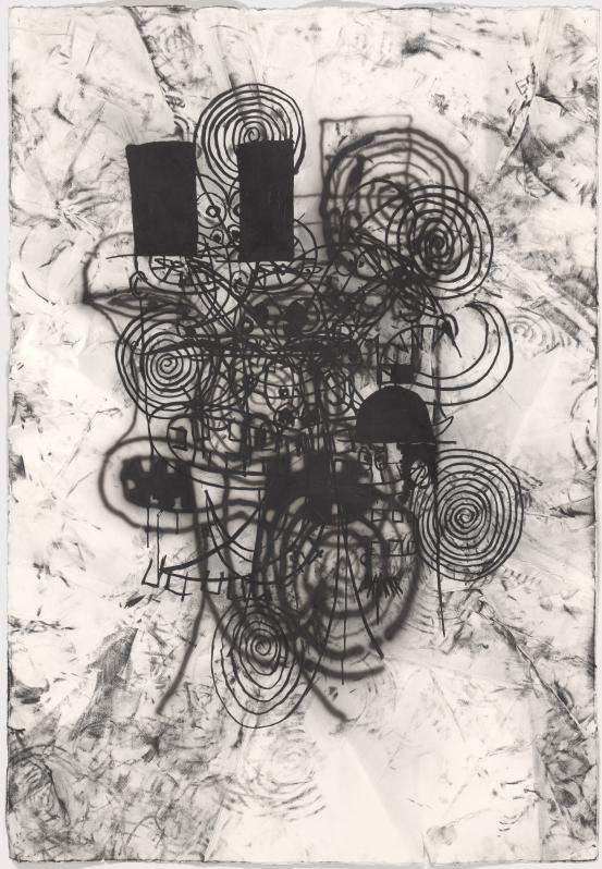 Peter ROBINSON<br/>
<em>Ki raro ki runga</em> (2025) <!-- (recto) --><br />

charcoal and ink on paper<br />
150.6 x 104.1 cm (sheet)<br />
National Gallery of Victoria, Melbourne<br />
Suzette Marie Chapple Bequest, 2025<br />
<br />
&copy; Courtesy of the artist and Sutton Gallery
<!--157623-->