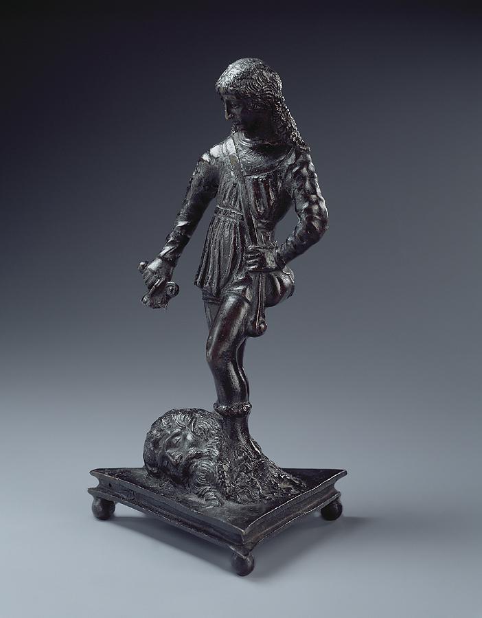 SEVERO da Ravenna<br/>
<em>David with the head of Goliath</em> (late 15th century) <!-- (full view) --><br />

bronze<br />
26.2 x 14.7 x 12.2 cm<br />
National Gallery of Victoria, Melbourne<br />
Bequest of Howard Spensley, 1939<br />
4004-D3<br />

<!--21401-->