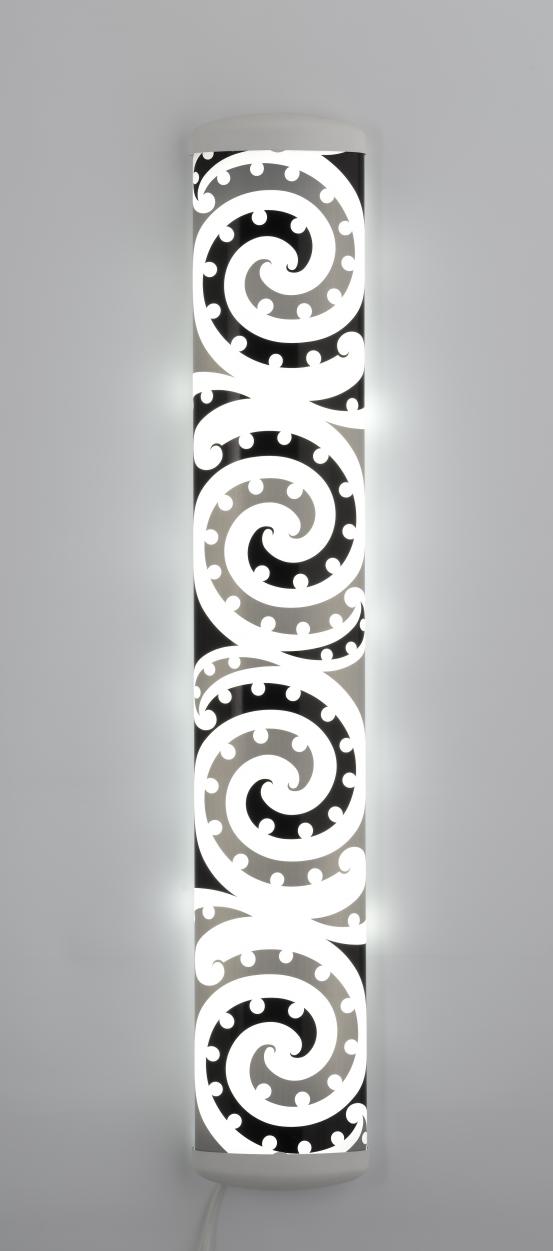 Michael PAREKOWHAI<br/>
<em>The Bosom of Abraham #1</em> (2004) <!-- (recto) --><br />

screenprinted vinyl, metal, plastic, flourescent bulb, electrical components<br />
131.0 x 21.5 x 7.3 cm<br />
ed. 5/7<br />
National Gallery of Victoria, Melbourne<br />
Gift of Chris Deutscher and Karen Woodbury through the Australian Government's Cultural Gifts Program, 2018<br />
2018.793<br />
© courtesy of the artist and Roslyn Oxley9 Gallery, Sydney
<!--135109--><br/><a class="col-link block" href="/explore/collection/work/135109"><strong>Collection page <i class="fa fa-angle-right"></i></strong></a>