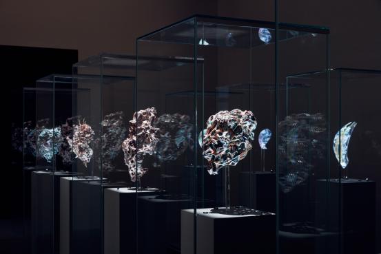 Neri OXMAN (designer)<br />
 MEDIATED MATTER GROUP, Cambridge, Massachusetts (designer)<br />
 STRATASYS LTD, Eden Prairie, Minnesota (manufacturer)<br/>
<em>Masks 1-5, Series 1</em> (2016) <!-- () --><br />
<i>Vespers, Series 1</i> from <i>The New Ancient</i> collection<br />
coloured synthetic polymer resin, metal, magnets<br />
(1) 37.0 x 34.8 x 24.3 cm (2) 34.7 x 26.5 x 22.0 cm (3) 43.9 x 36.1 x 25.5 cm (4) (27.2 x 35.7 x 29.0 cm) (5) 54.9 x 36.7 x 20.3 cm<br />
National Gallery of Victoria, Melbourne<br />
Purchased with funds donated by an anonymous donor, 2018<br />
2018.660.1-5<br />
&copy; Neri Oxman and members of The Mediated Matter Group
<!--138795-->