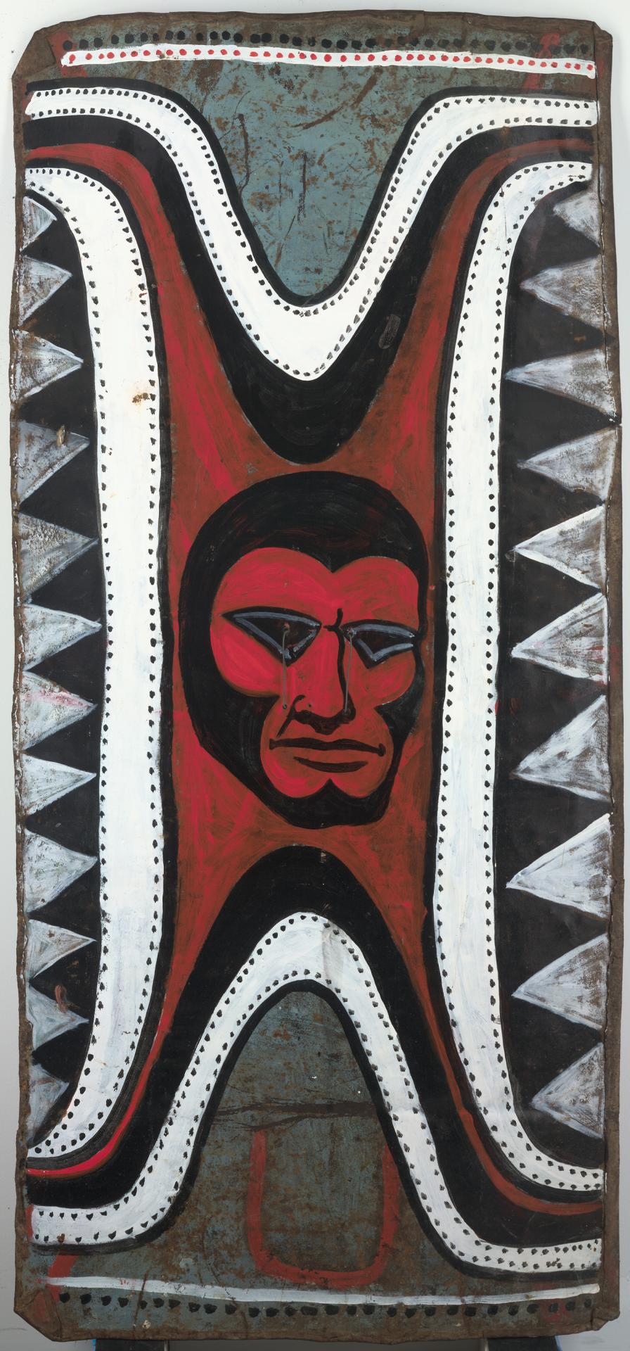 Tobi Wanik<br/>
<em>Fantom</em> (c. 1998) <!-- (recto) --><br />

enamel paint on metal<br />
170.2 x 79.5 cm irreg.<br />
National Gallery of Victoria, Melbourne<br />
Purchased, 2002<br />
2002.25<br />
© Tobi Wanik
<!--69740-->