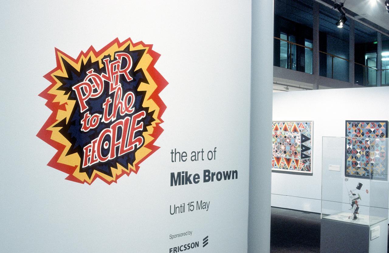 <em>Power to the People: the art of Mike Brown</em> 1977, exhibition view<br/>