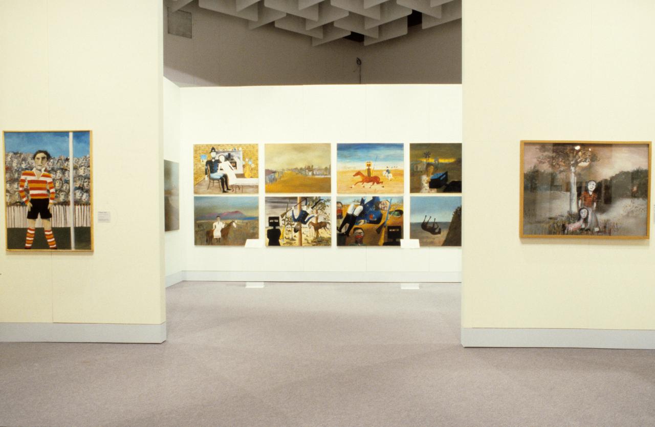 <em>Sidney Nolan: Landscapes and Legends: a retrospective exhibition: 1937 - 1987</em> 1987, exhibition view<br/>