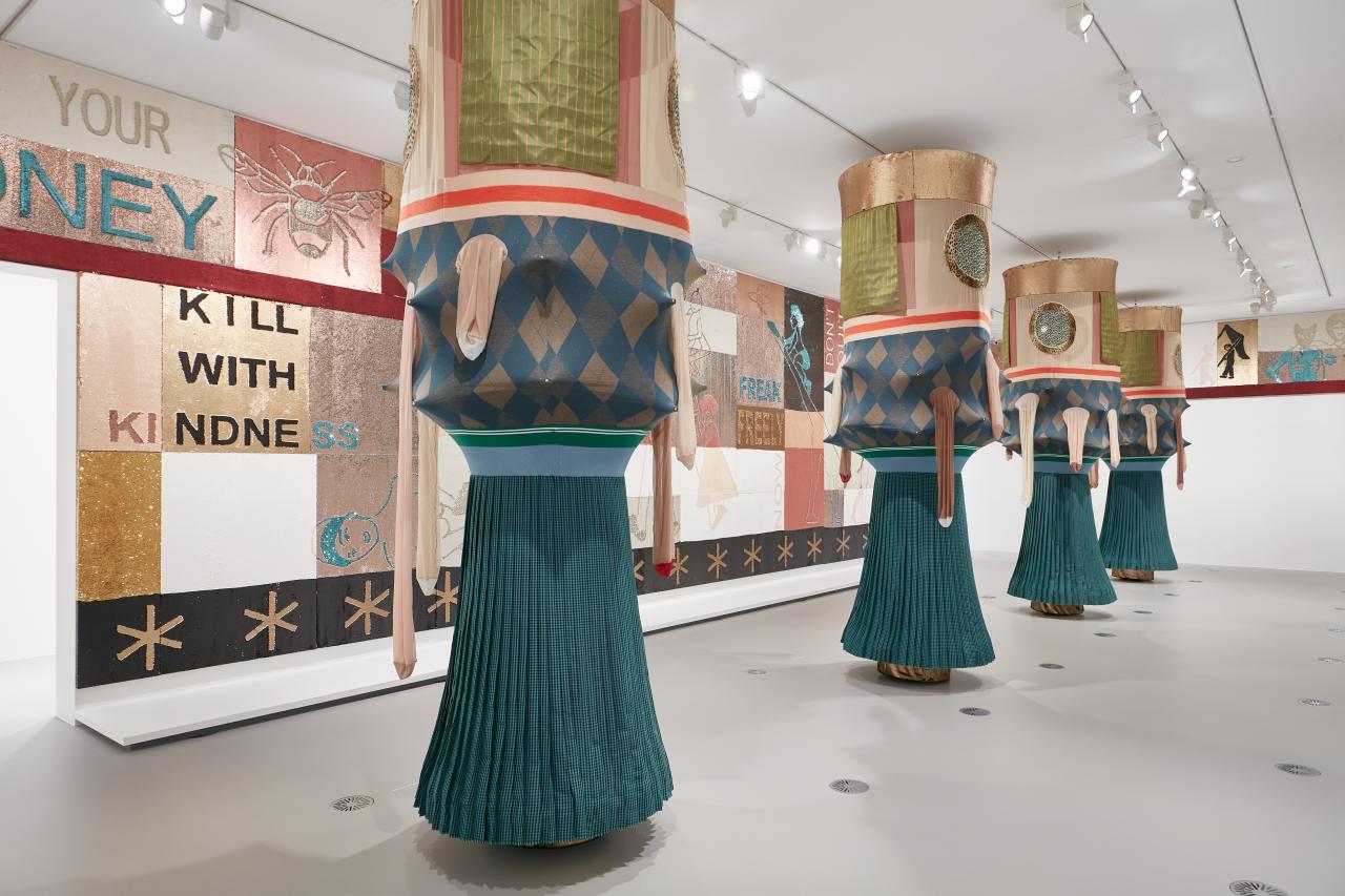 NGV Triennial 2020 installation view of Lara Schnitger <em>House of heroines</em> 2020, Commissioned by the National Gallery of Victoria, Melbourne. Collection of the artist<br/>
© Courtesy the artist and Anton Kern Gallery, New York. Photo: Tom Ross